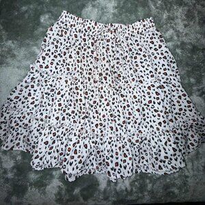 White Black and Red Leopard Print Skirt - Size Medium